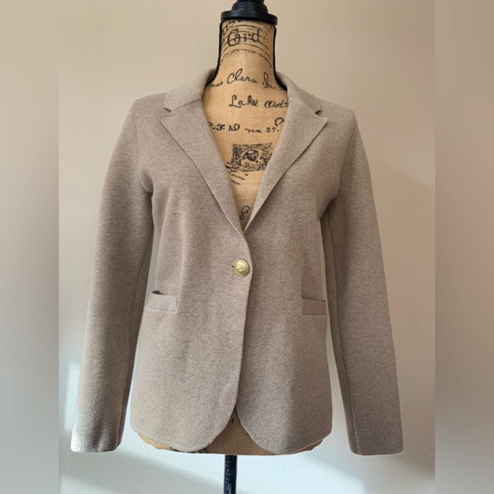 J CREW Shrunken Sweater blazer color Heather Sand Size XS cotton blend GUC